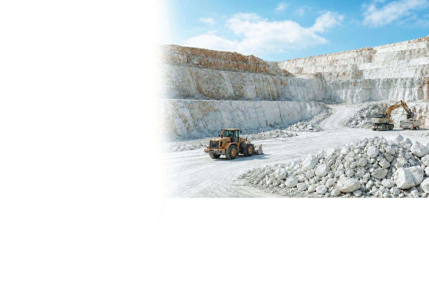 Aerial view of the white quartz quarry