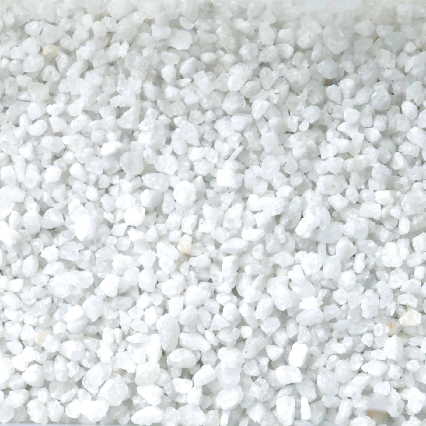 Macro photograph of premium white quartz aggregate